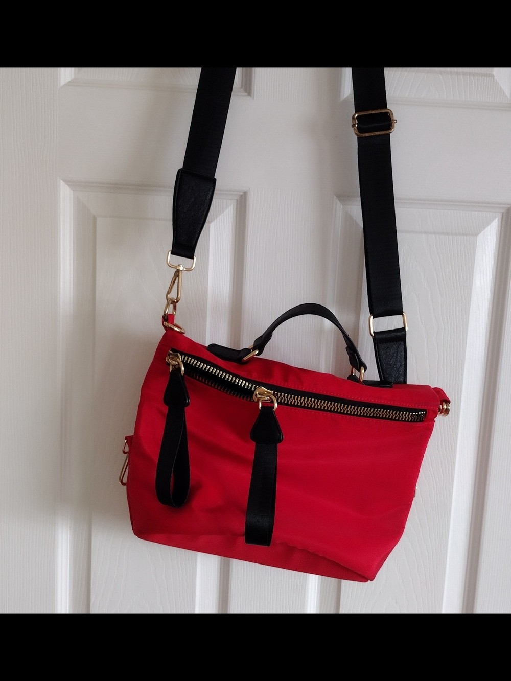 Women’s Red Crossbody Shoulder Bag with Gold Hardware